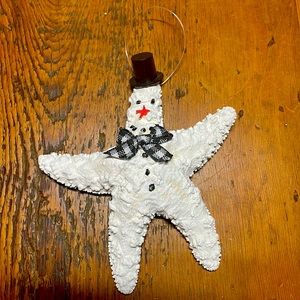 Starfish Snowman Handpainted Ornament by the Seashore.